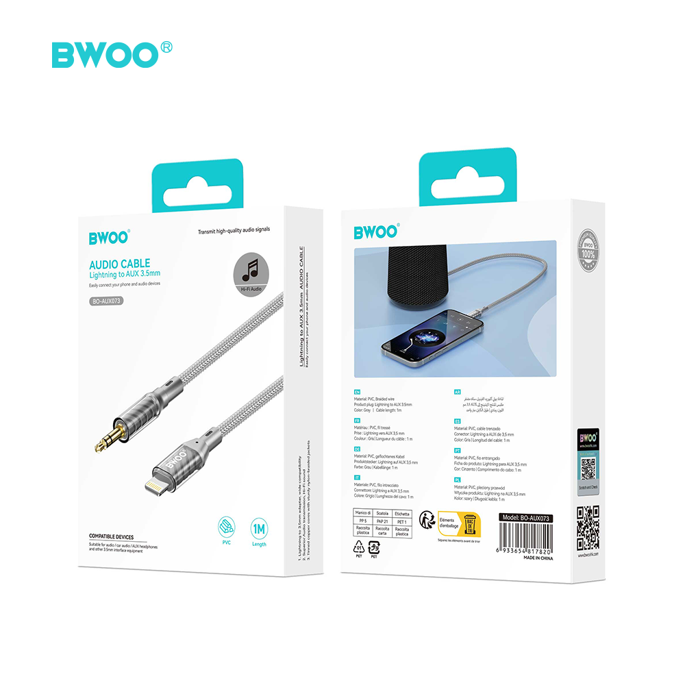 BWOO AUX Cable Lightning to 3.5mm Jack audio AUX073 - imagine 5