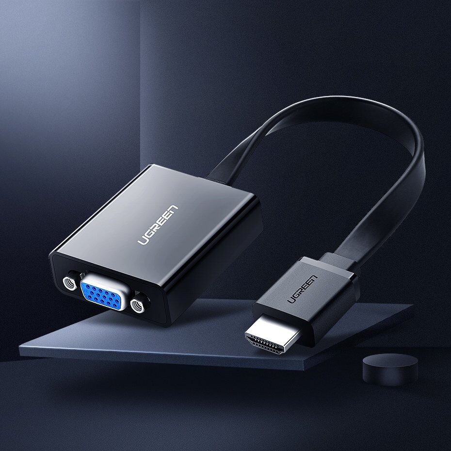 Ugreen adapter HDMI - VGA micro USB / audio 3.5 mm mini jack black (40248) - imagine 2