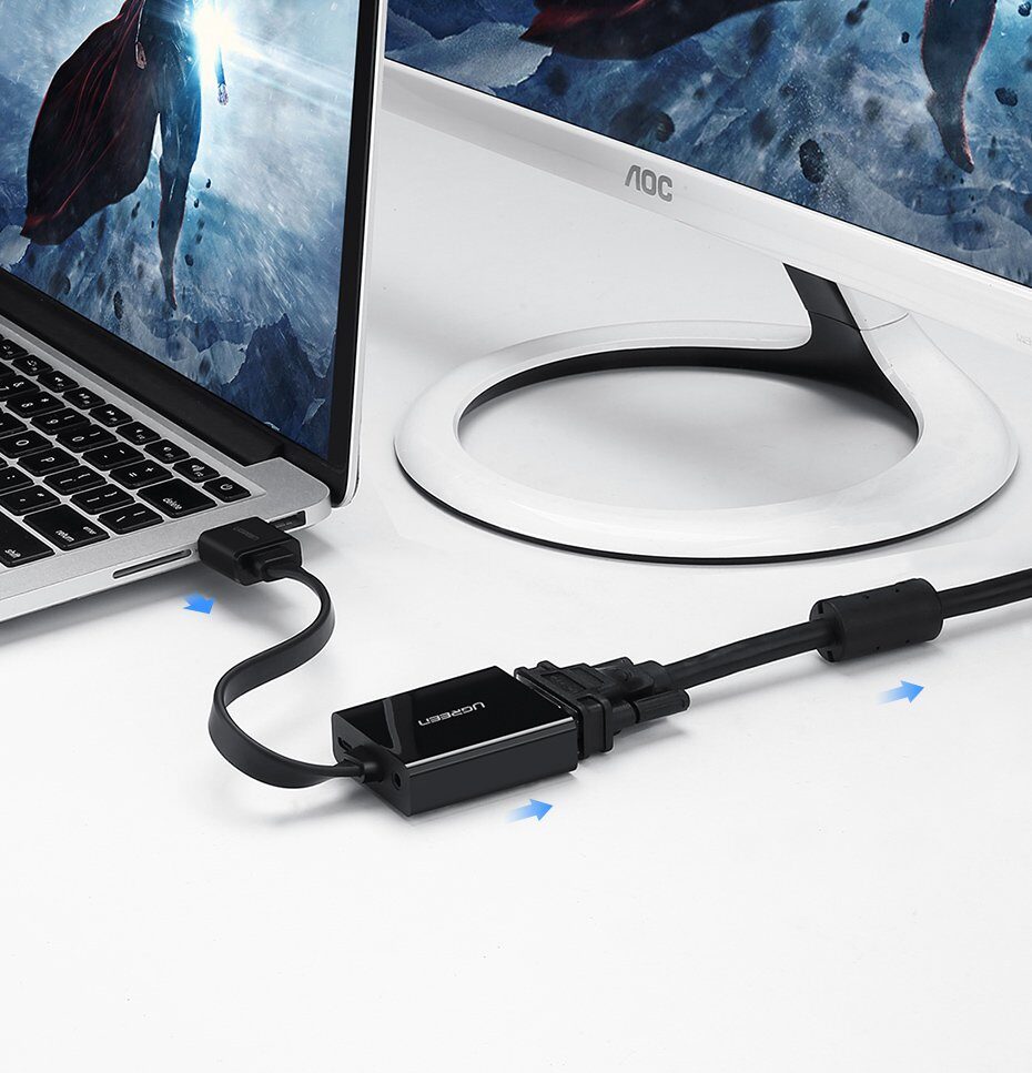 Ugreen adapter HDMI - VGA micro USB / audio 3.5 mm mini jack black (40248) - imagine 4