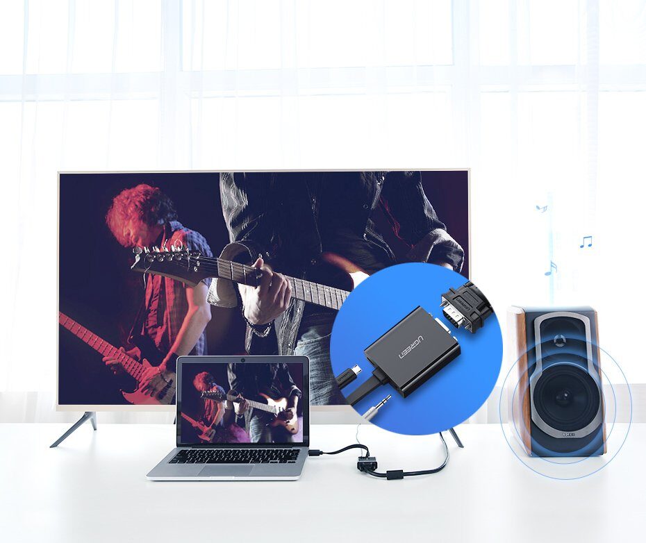 Ugreen adapter HDMI - VGA micro USB / audio 3.5 mm mini jack black (40248) - imagine 7
