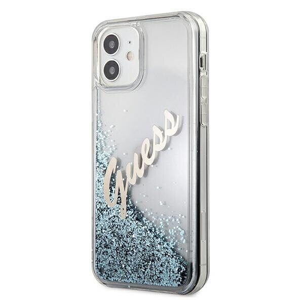 Guess GUHCP12SGLVSBL iPhone 12 mini 5.4" blue/blue hardcase Glitter Vintage Script - imagine 2