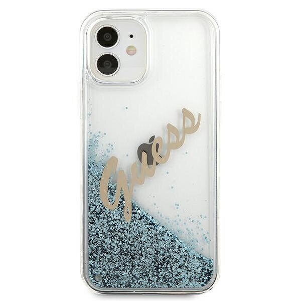 Guess GUHCP12SGLVSBL iPhone 12 mini 5.4" blue/blue hardcase Glitter Vintage Script - imagine 3
