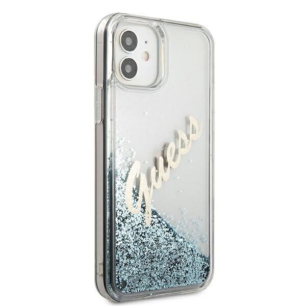 Guess GUHCP12SGLVSBL iPhone 12 mini 5.4" blue/blue hardcase Glitter Vintage Script - imagine 4