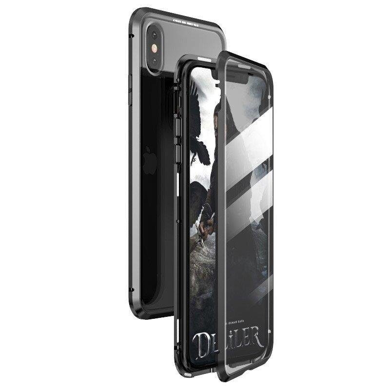 Wozinsky Full Magnetic Case Full Body Front and Back Cover with built-in glass for Vivo X60 black-transparent - imagine 5