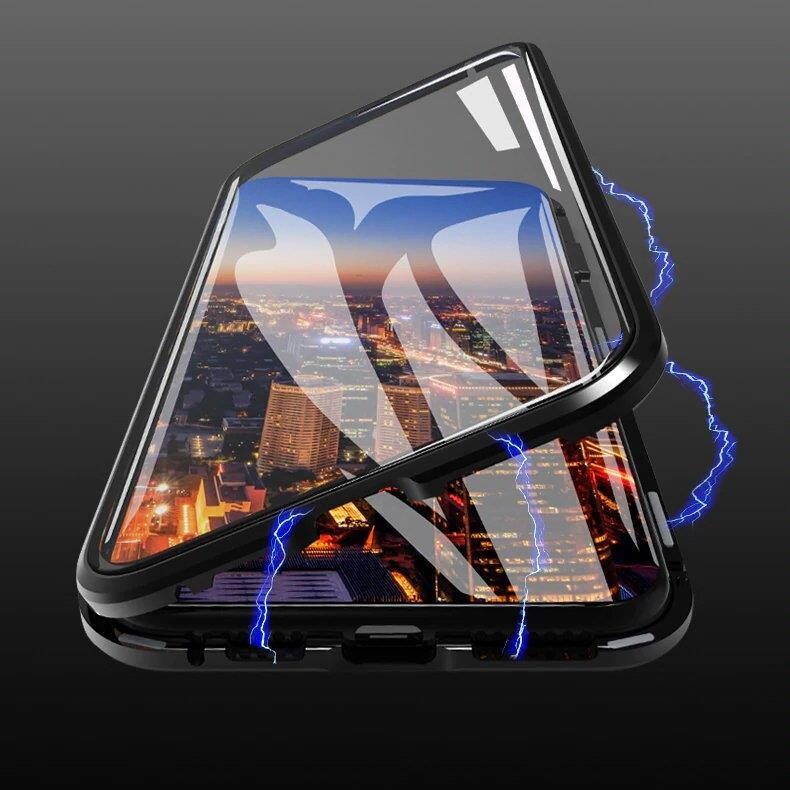 Wozinsky Full Magnetic Case Full Body Front and Back Cover with built-in glass for Vivo X60 black-transparent - imagine 6