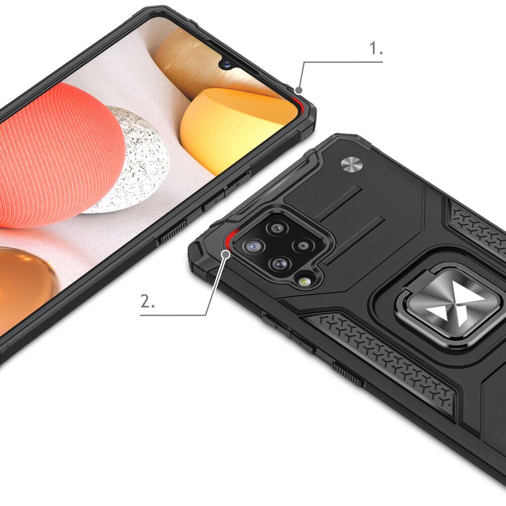 Wozinsky Ring Armor Case Kickstand Tough Rugged Cover for Samsung Galaxy A42 5G red - imagine 2