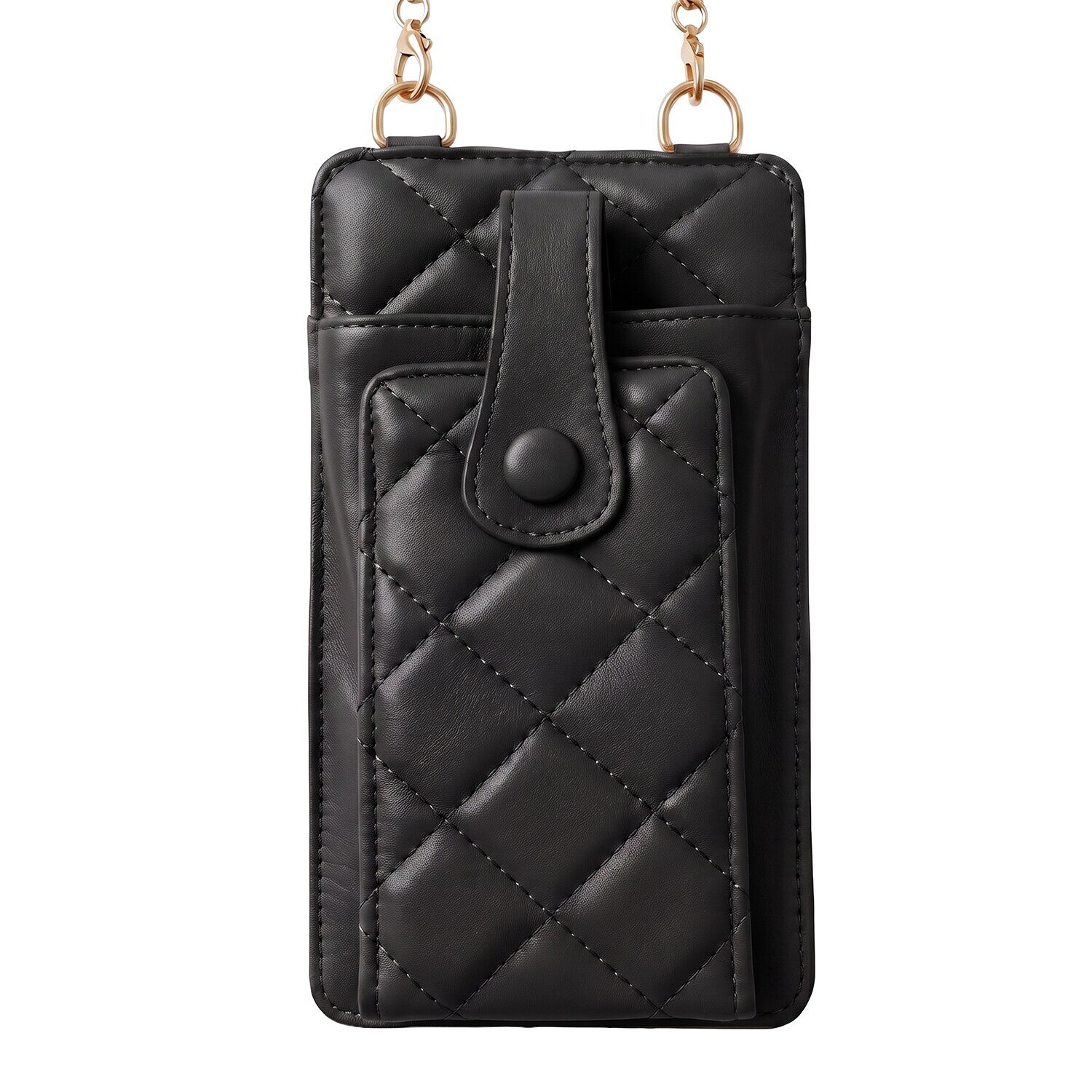 QUILTED PHONE BAG 19*10,5*2CM BLACK