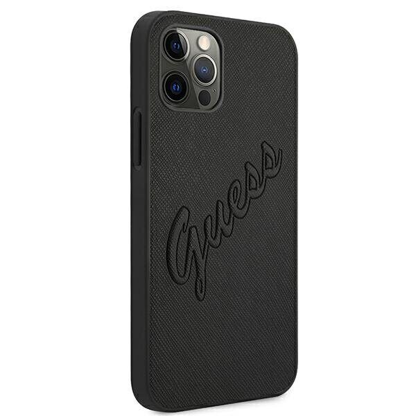 Guess Saffiano Vintage Script Case for iPhone 12 Pro Max 6.7" - Black - imagine 4