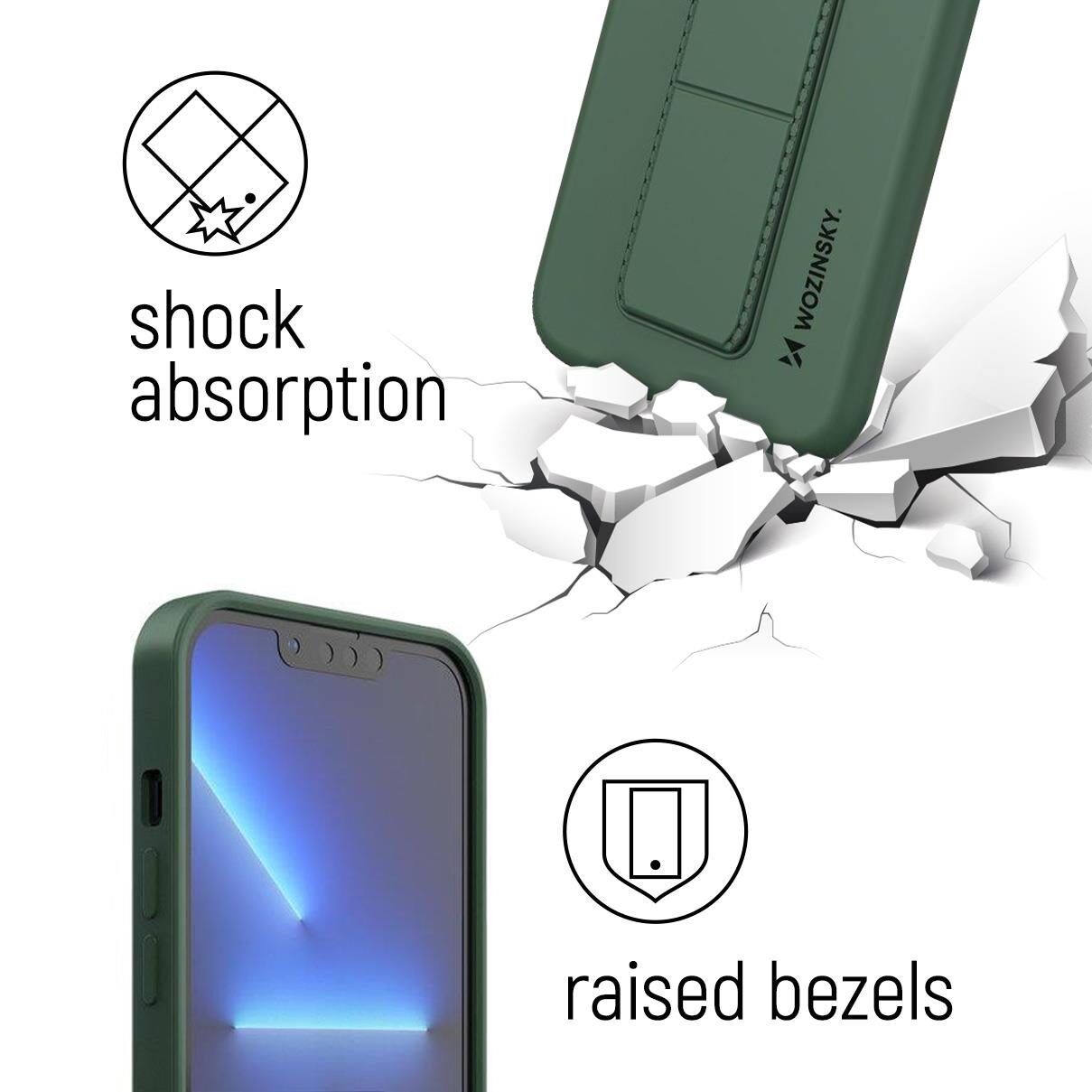 Wozinsky Kickstand Case silicone case with stand Samsung Galaxy A72 4G black - imagine 4