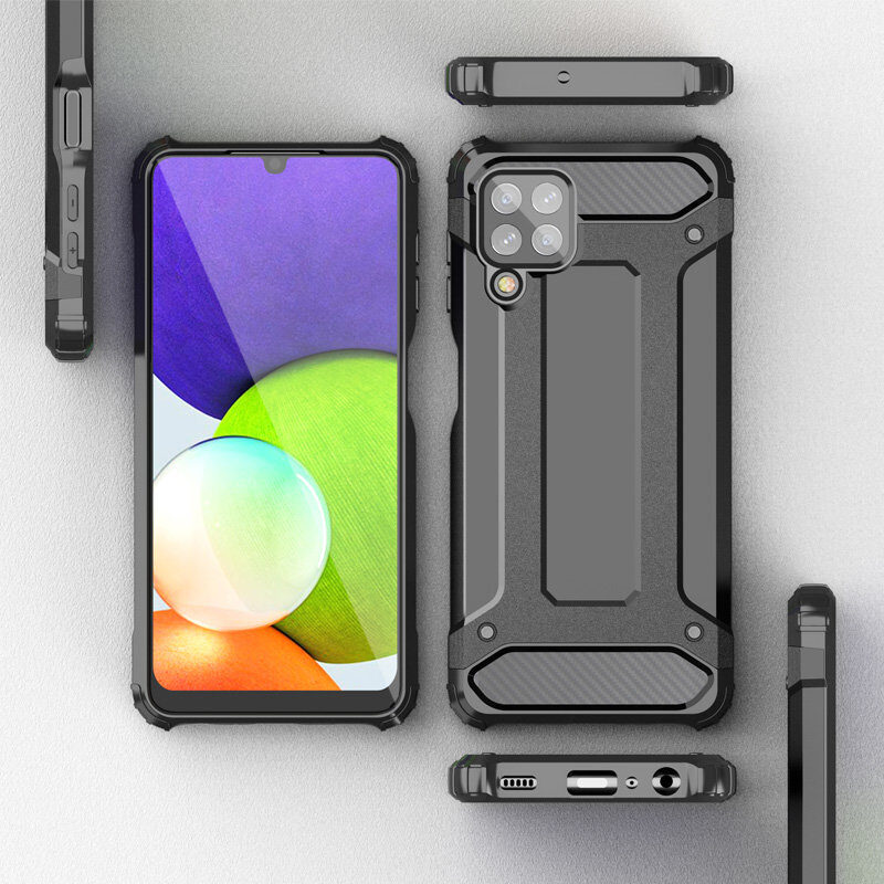 Hybrid Armor Case Tough Rugged Cover for Samsung Galaxy A22 4G silver - imagine 3