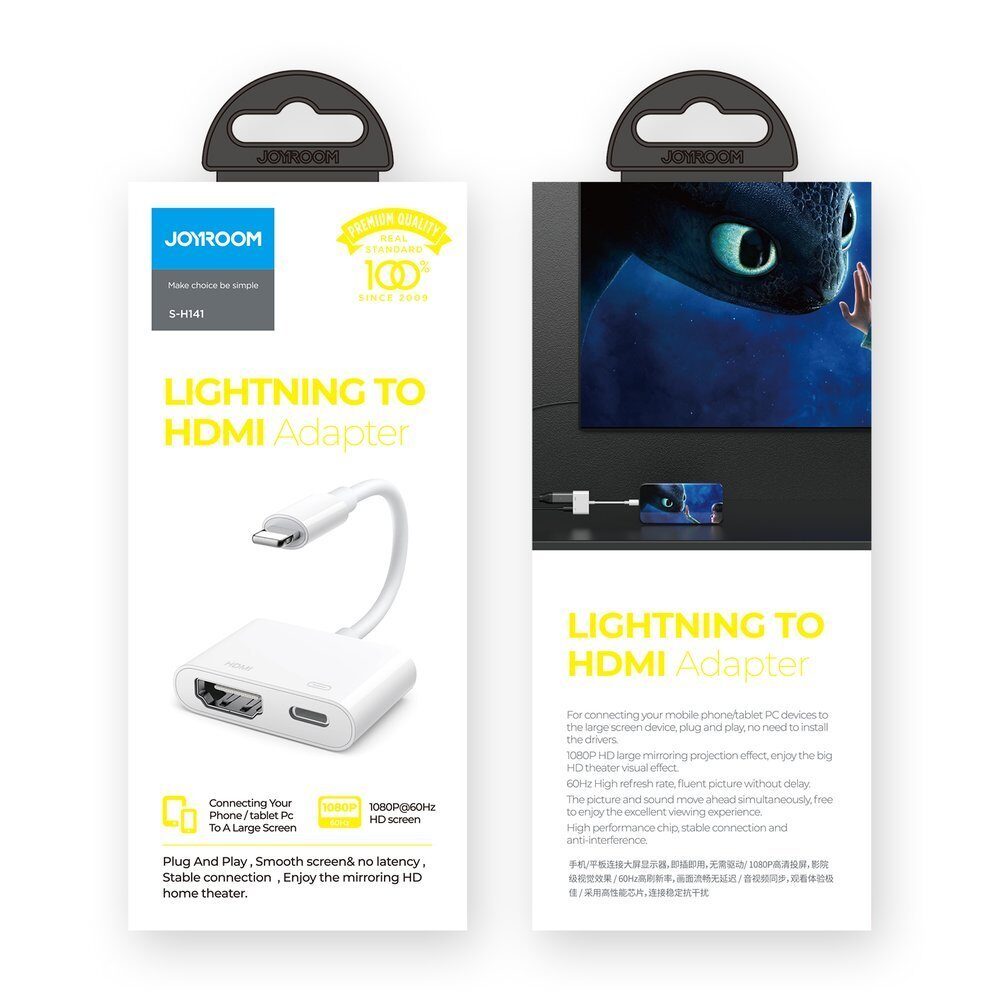 Joyroom S-H141 Lightning (male) - HDMI FullHD 1080p 60Hz (female) / Lightning (female) adapter - white - imagine 5