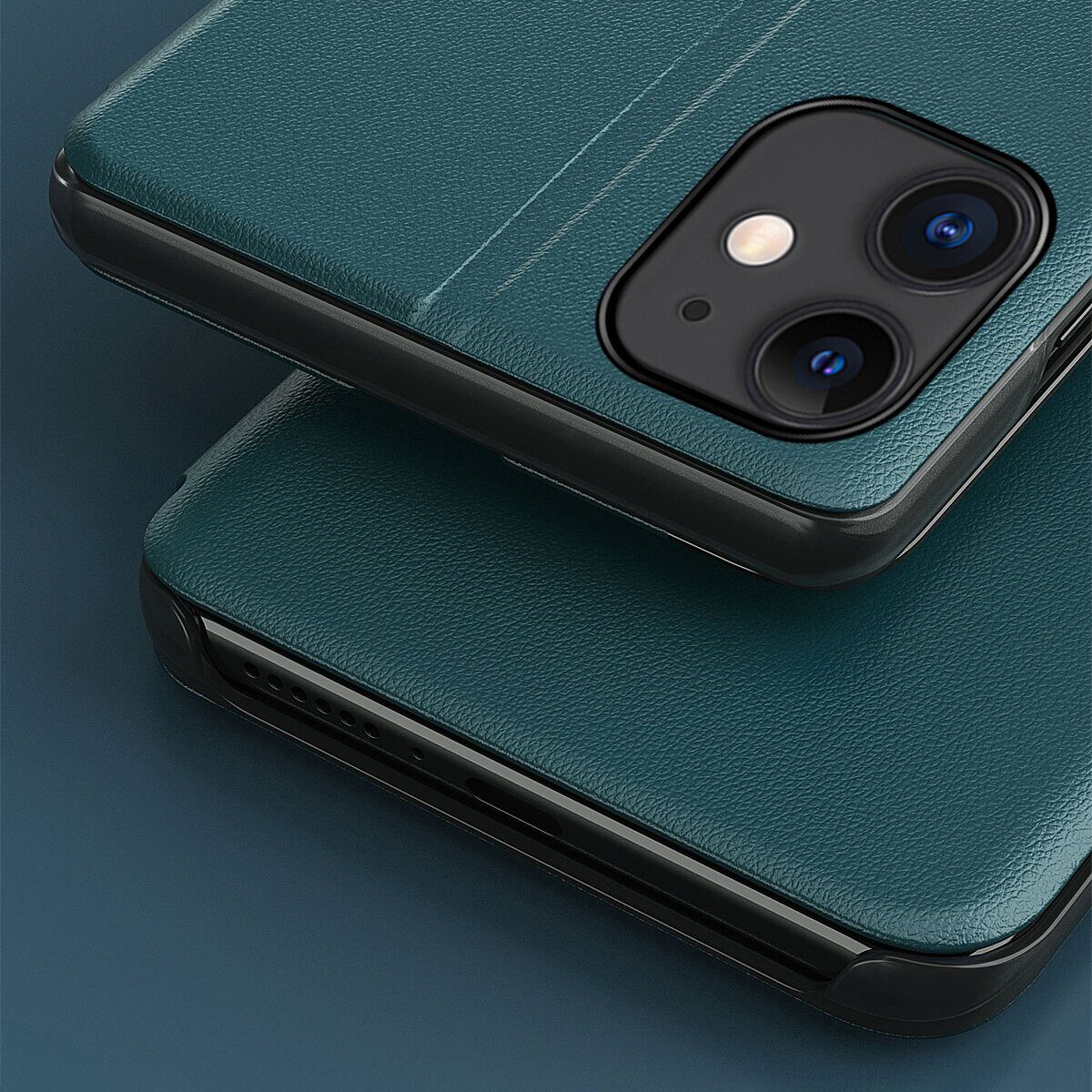 Eco Leather View Case elegant bookcase type case with kickstand for iPhone 13 Pro Max green - imagine 7