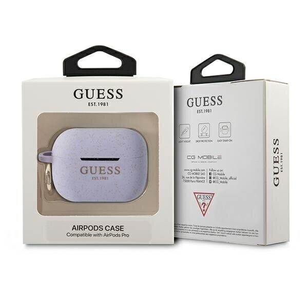 Guess GUAPSGGEU AirPods Pro cover purple/purple Silicone Glitter - imagine 3