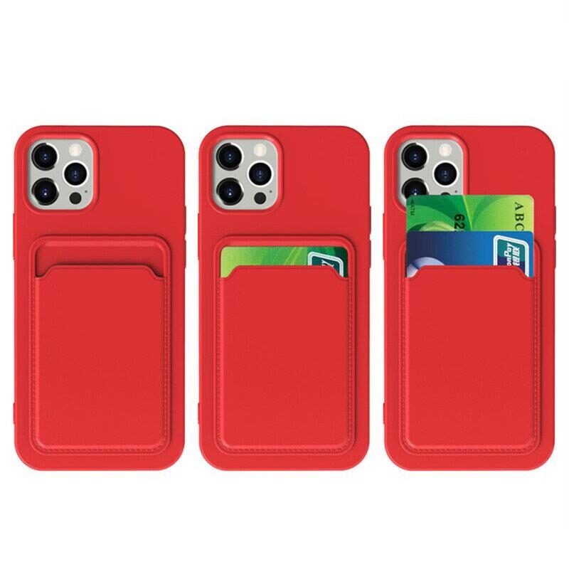 Card Case Silicone Wallet Case with Card Slot Documents for Samsung Galaxy S21 Ultra 5G white - imagine 9