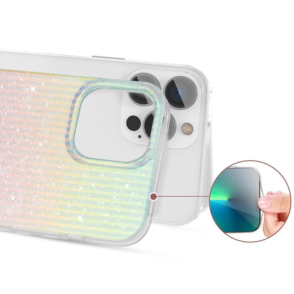 Kingxbar Travel Series luxurious elegant case for iPhone 13 Pro blue-orange (Clouds) - imagine 4