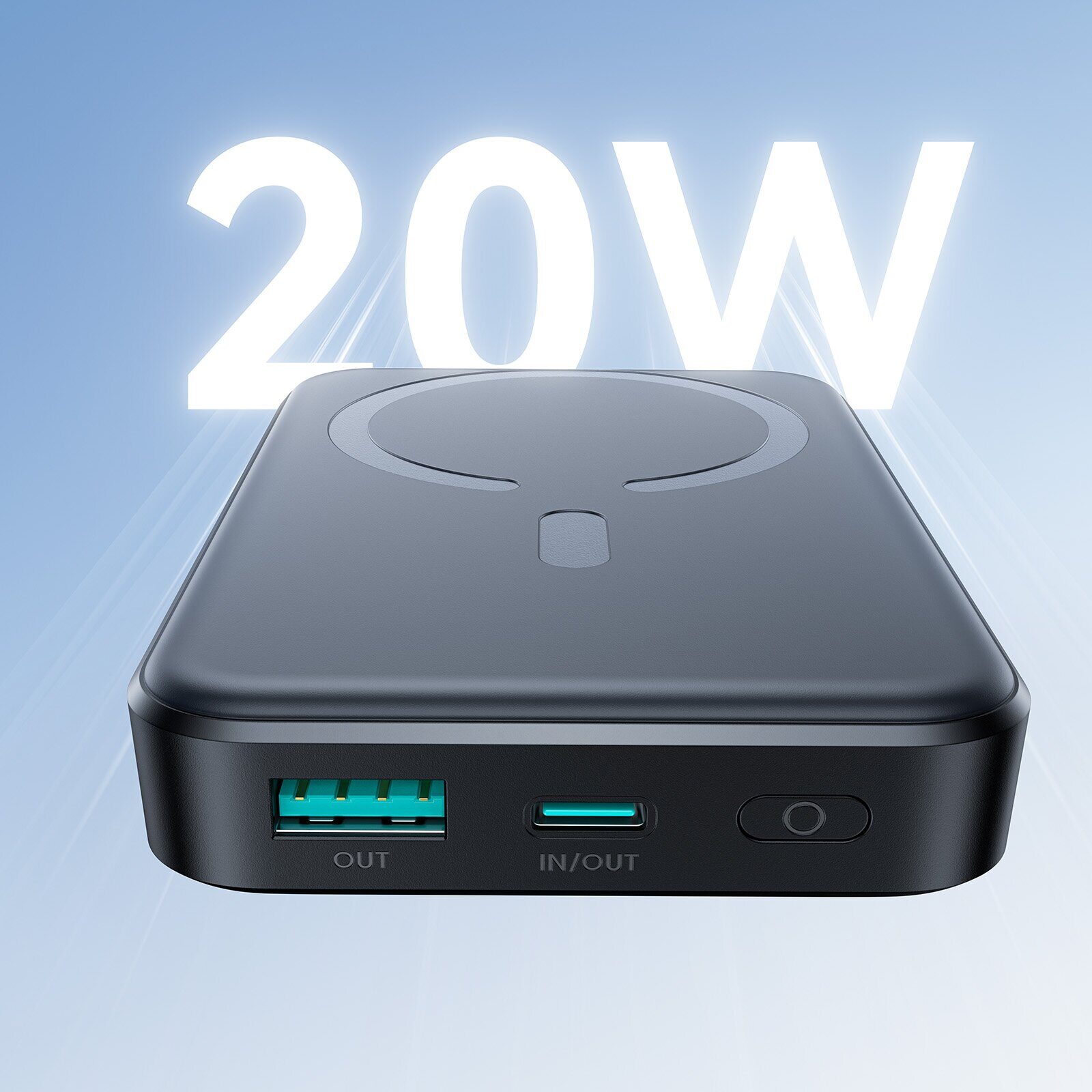 Joyroom JR-W020 20W 10000mAh MagSafe Power Bank + USB-C - USB-C 0.25m Cable - Black - imagine 10