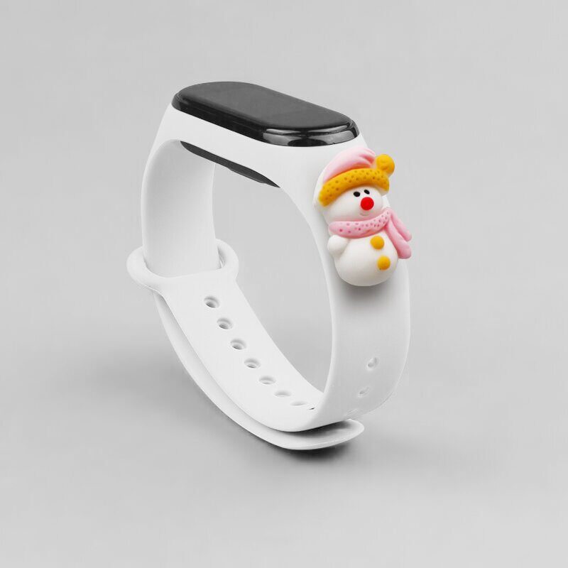 Strap Xmas for Xiaomi Mi Band 3 / 4 Christmas Silicone Strap Bracelet with Snowman - White - imagine 2