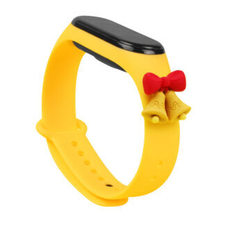 Strap Xmas for Xiaomi Mi Band 3 / 4 Christmas Silicone Bracelet Strap with Bells - Yellow