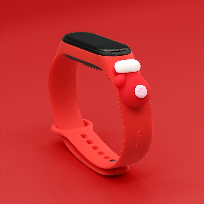 Strap Xmas for Xiaomi Mi Band 5 / 6 Christmas Silicone Strap Bracelet with Glove - Red - imagine 2