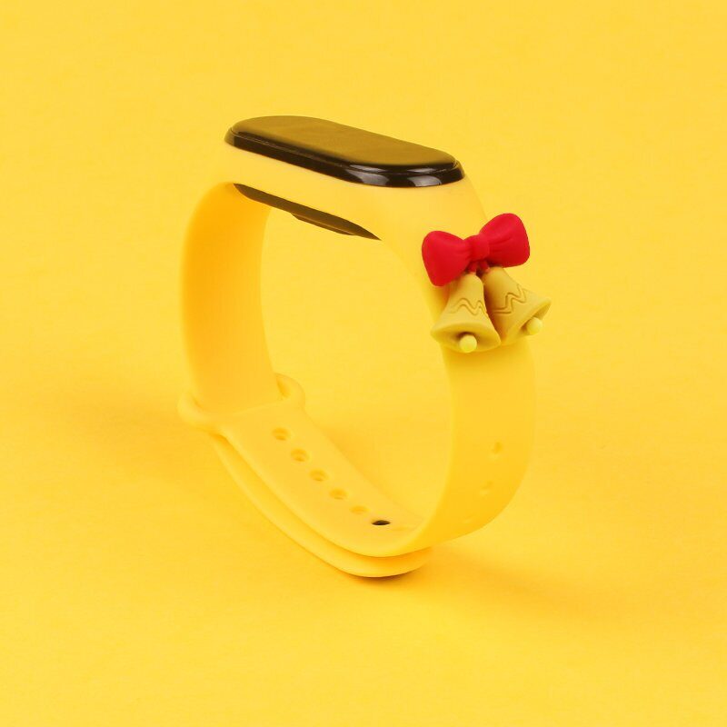 Strap Xmas for Xiaomi Mi Band 5 / 6 Christmas Silicone Bracelet Strap with Bells - Yellow - imagine 2