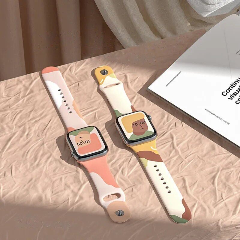 Silicone Strap Moro Watch Bracelet Band for Apple Watch 42 / 44 / 45 / 49 mm - Pattern 1 - imagine 3