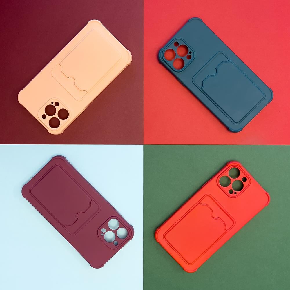 Card Armor Case Pouch Cover for iPhone 13 Pro Max Card Wallet Silicone Air Bag Armor Cover Orange - imagine 3