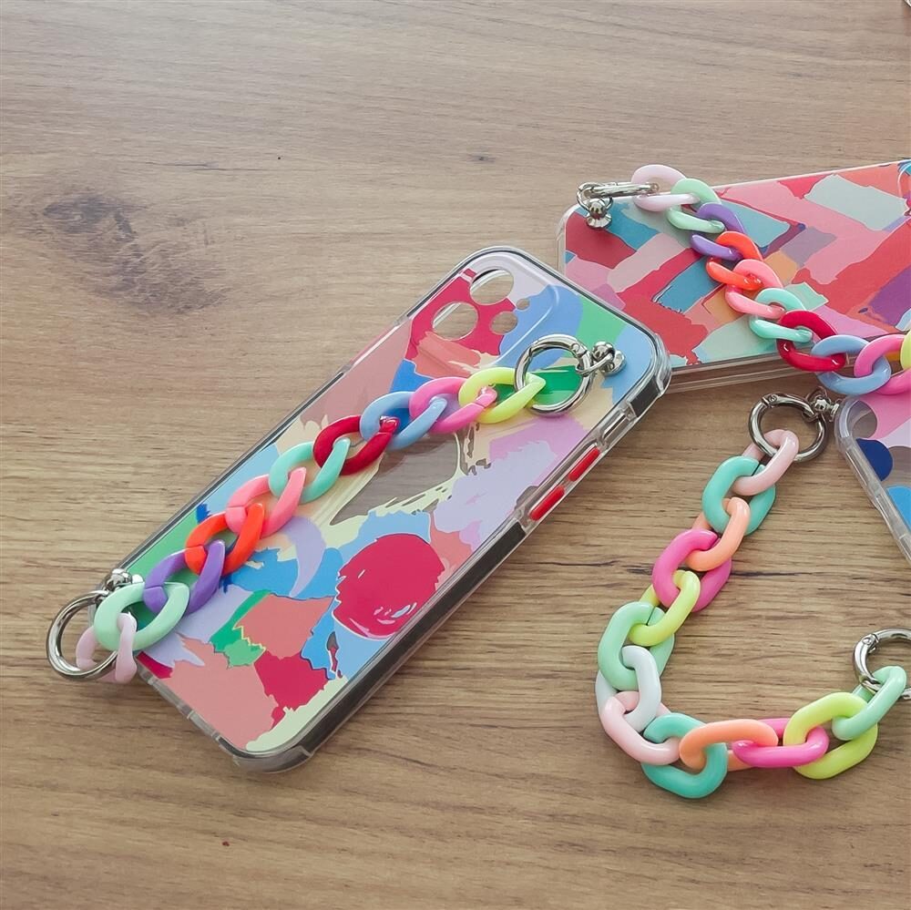 Color Chain Case gel flexible elastic case cover with a chain pendant for Samsung Galaxy S21+ 5G (S21 Plus 5G) multicolour (3) - imagine 7