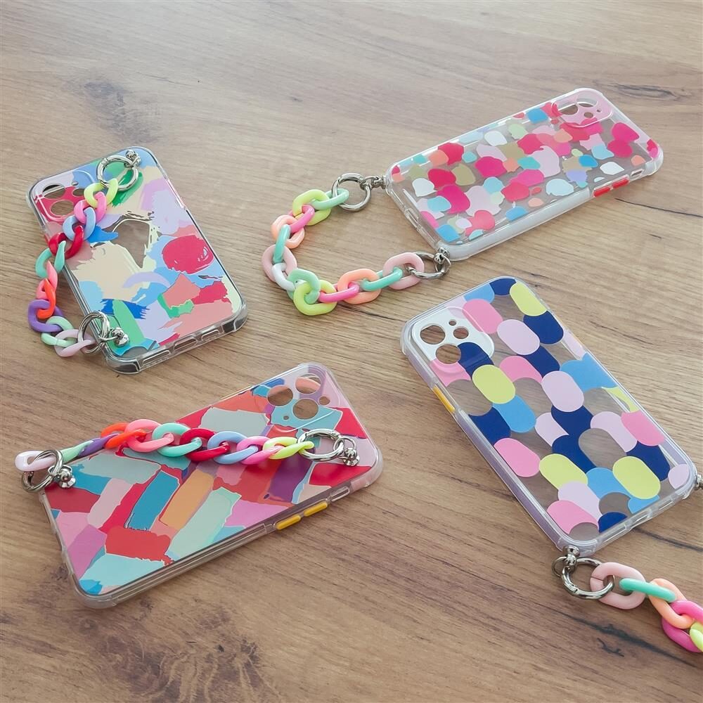 Color Chain Case gel flexible elastic case cover with a chain pendant for Samsung Galaxy S21+ 5G (S21 Plus 5G) multicolour (3) - imagine 9