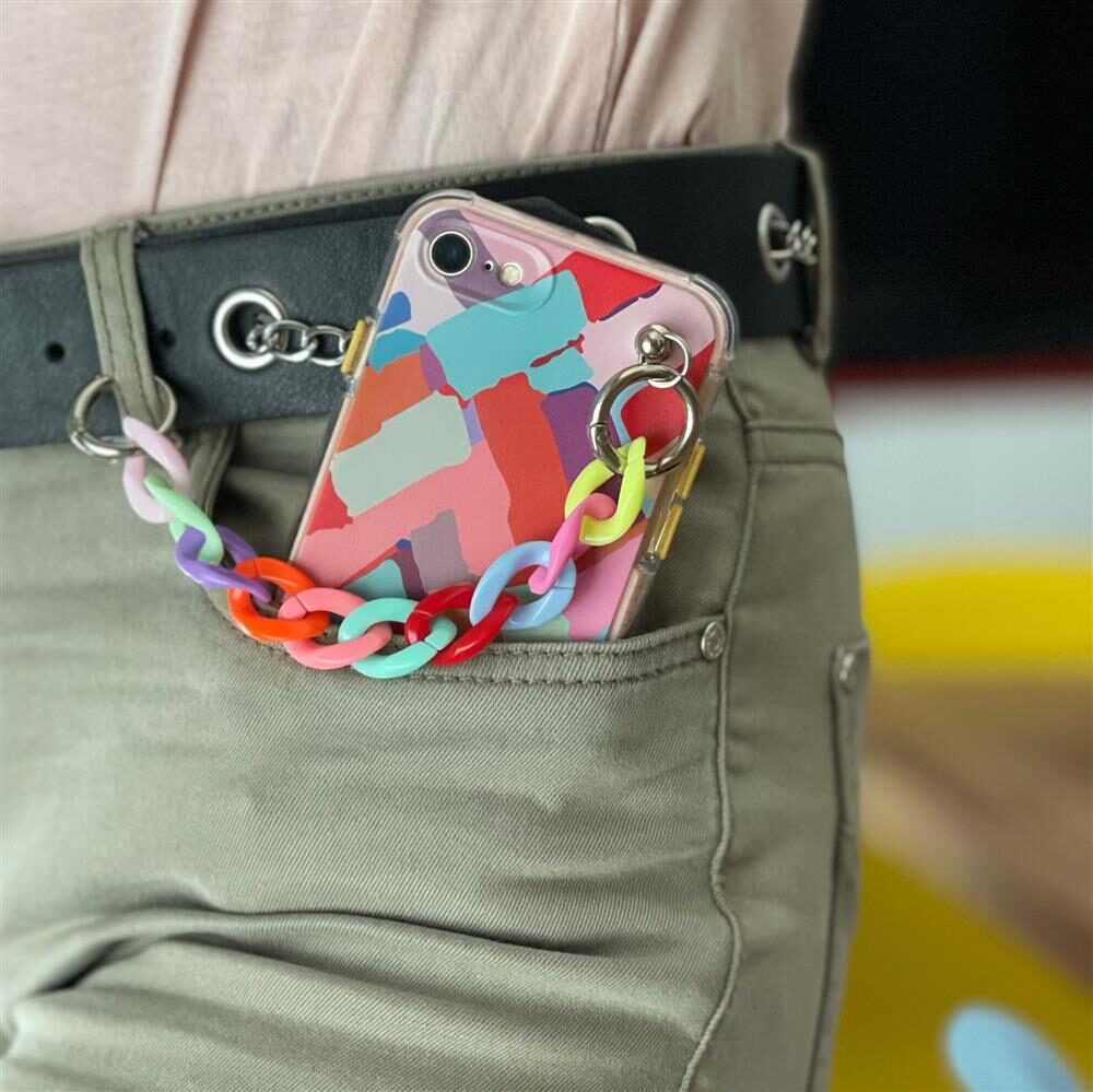 Color Chain Case gel flexible elastic case cover with a chain pendant for Samsung Galaxy S21+ 5G (S21 Plus 5G) multicolour (4) - imagine 4