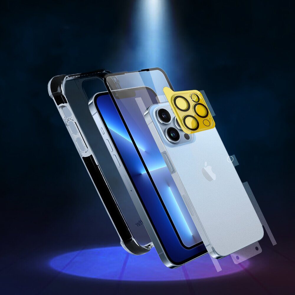 Bestsuit 6in1 set for iPhone 13 mini case / tempered glass flexi / back housing protector film / camera lens tempered glass / cloths / aplicator (D30 Buffer) - imagine 6