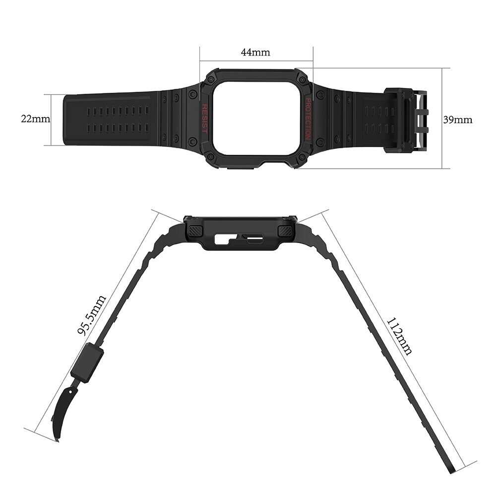 Protect Strap Band for Apple Watch 38/40/41mm Armored Case Strap - Black - imagine 5