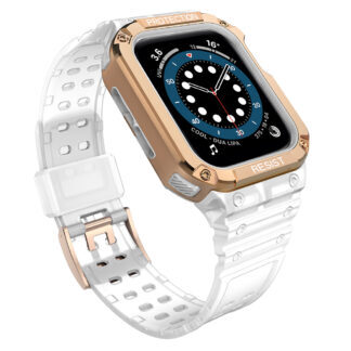 Protect Strap Band for Apple Watch 42/44/45mm Armored Case Strap - White, Rose Gold