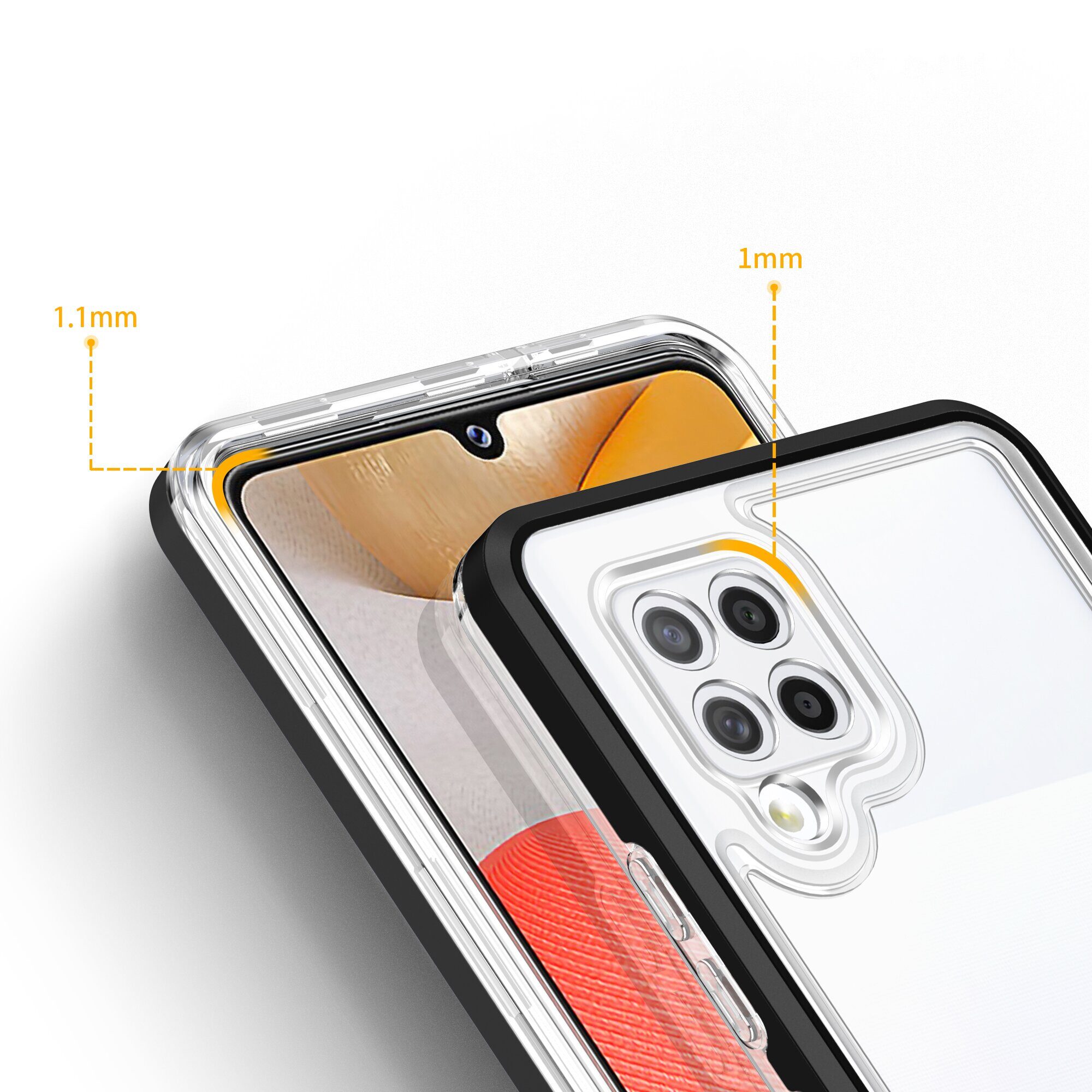 Clear 3in1 Case for Samsung Galaxy A42 5G Frame Gel Cover Black - imagine 4