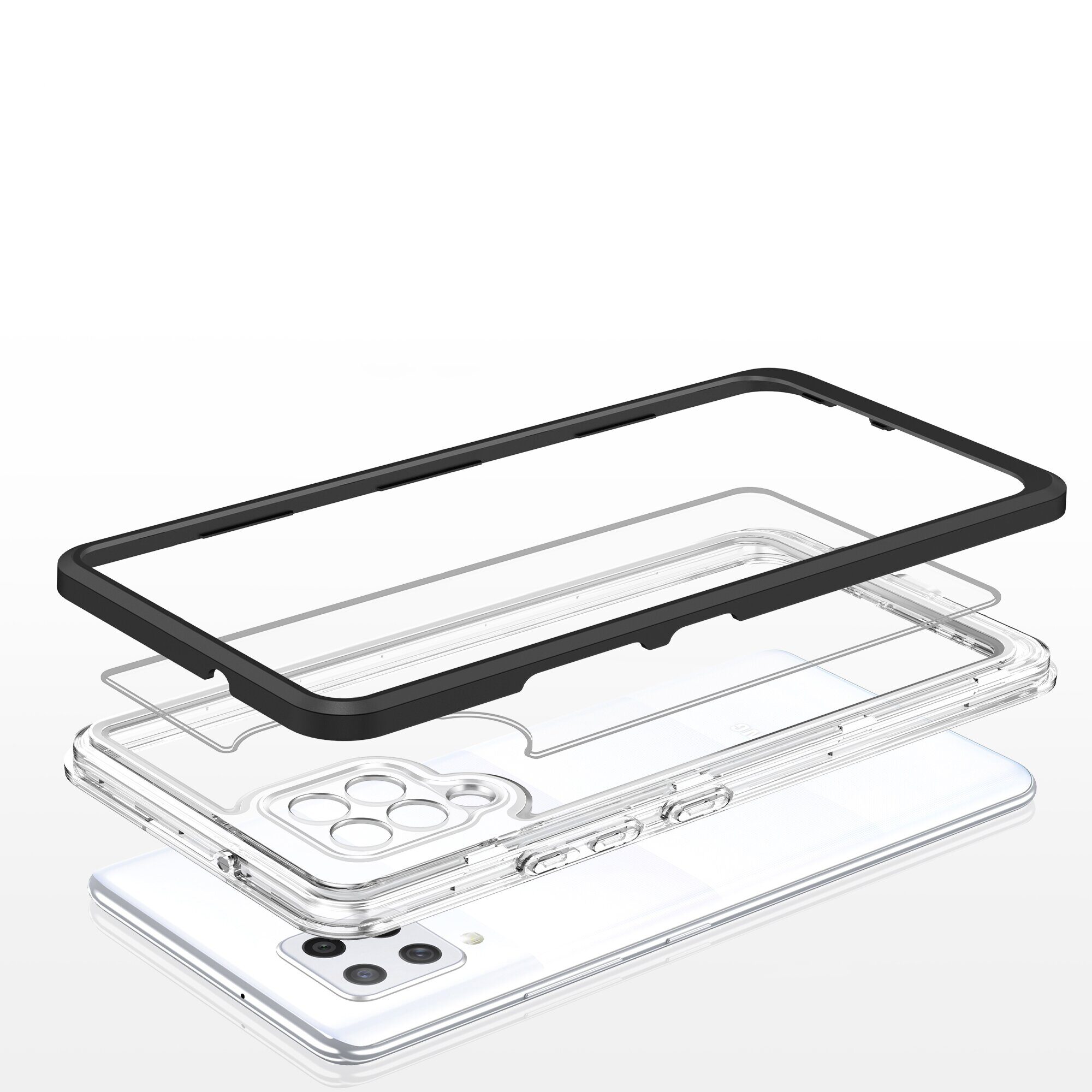 Clear 3in1 Case for Samsung Galaxy A42 5G Frame Gel Cover Black - imagine 5