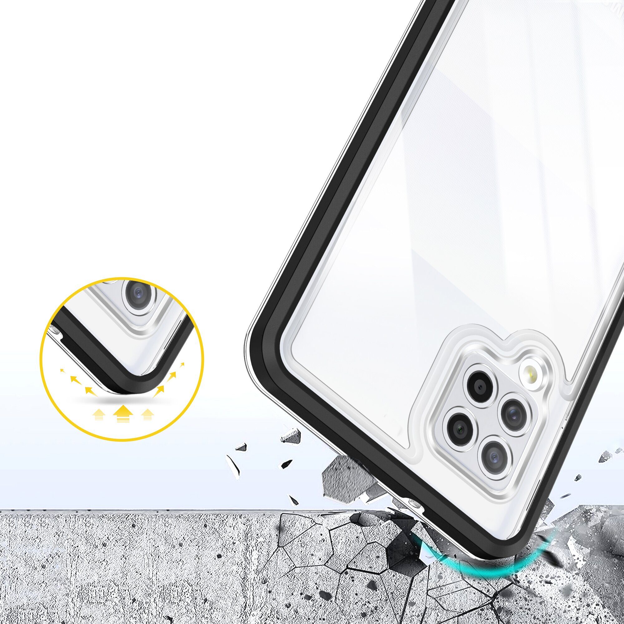 Clear 3in1 Case for Samsung Galaxy A42 5G Frame Gel Cover Black - imagine 6