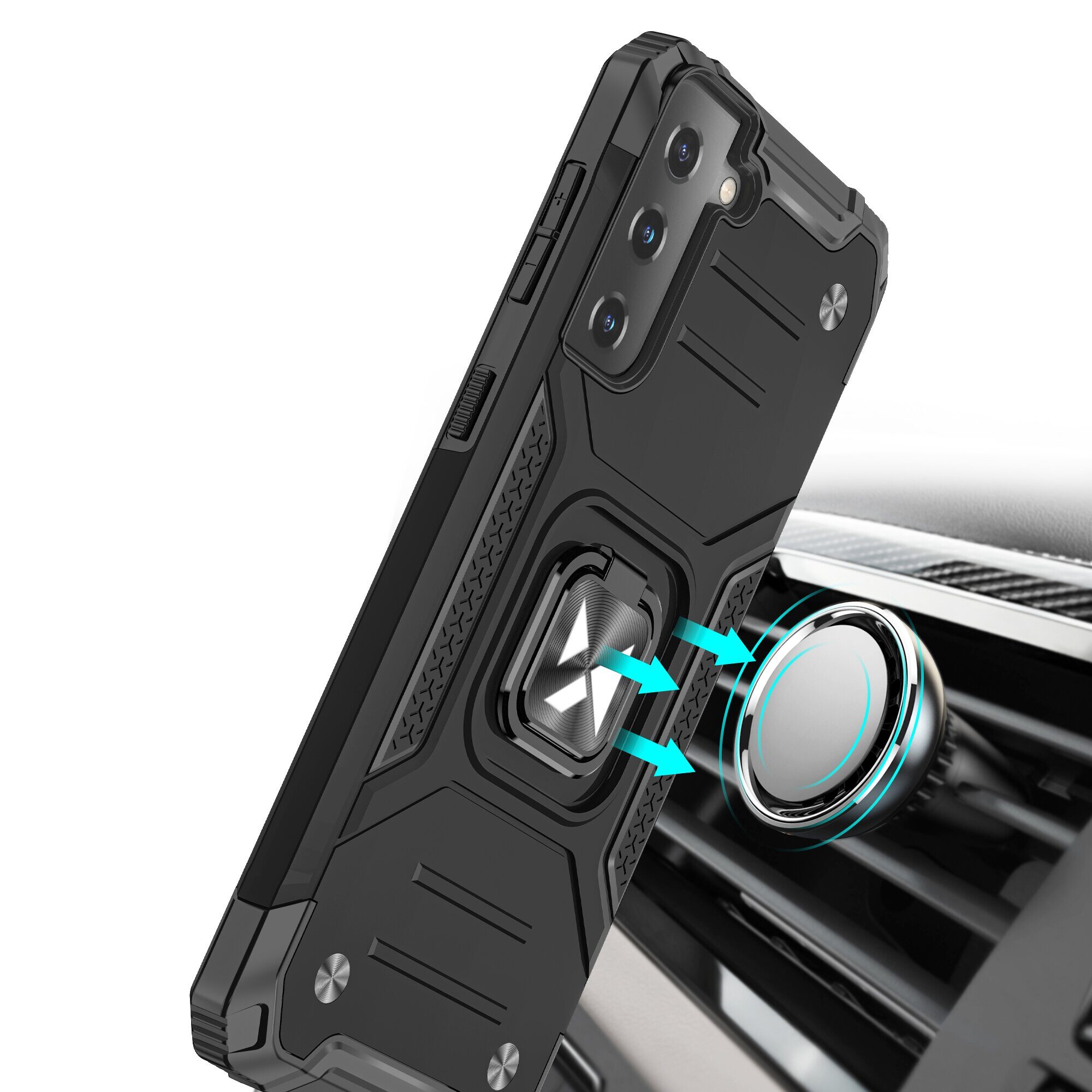 Wozinsky Ring Armor Tough Hybrid Case Cover + Magnetic Mount for Samsung Galaxy S22 Ultra gold - imagine 7