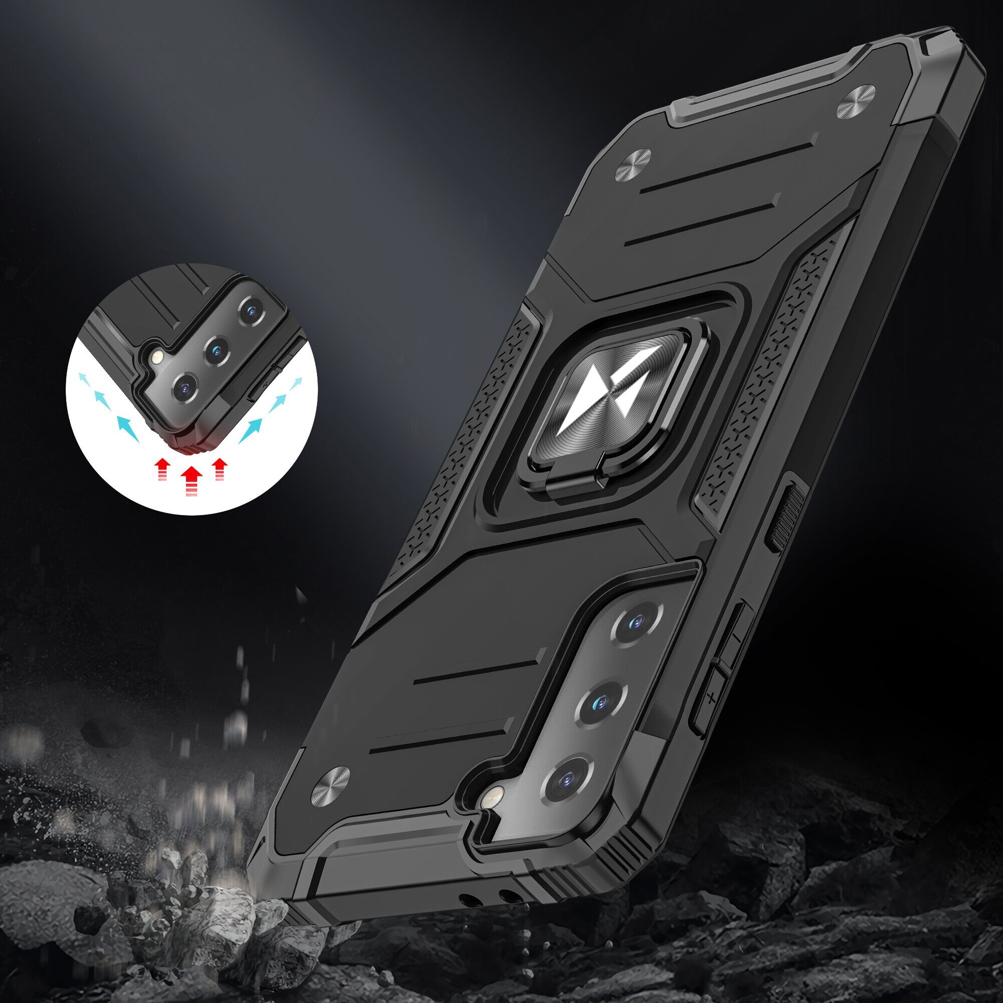 Wozinsky Ring Armor Tough Hybrid Case Cover + Magnetic Mount for Samsung Galaxy S22 Ultra gold - imagine 8