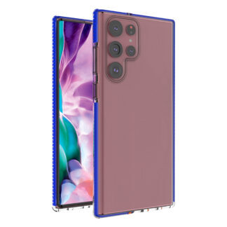 Spring Case cover gel cover with colored frame for Samsung Galaxy S22 Ultra dark blue