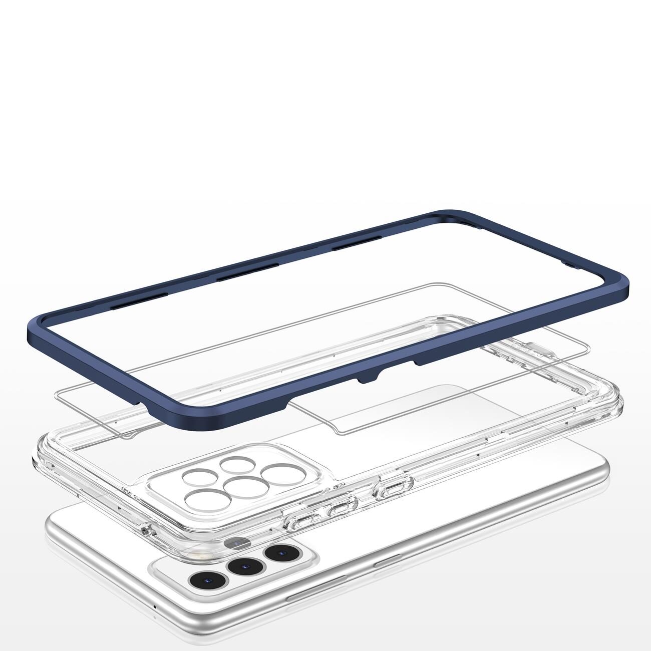 Clear 3in1 Case for Samsung Galaxy A73 Frame Cover Gel Blue - imagine 5