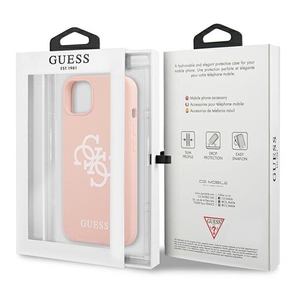 Guess GUHCP13SLS4GWPI iPhone 13 mini 5.4" pink/pink hard case Silicone 4G Logo - imagine 8