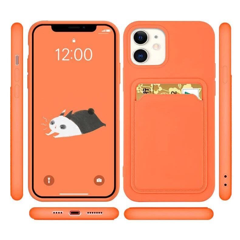 Card Case Silicone Wallet Case with Card Slot Documents for Samsung Galaxy A73 pink - imagine 2