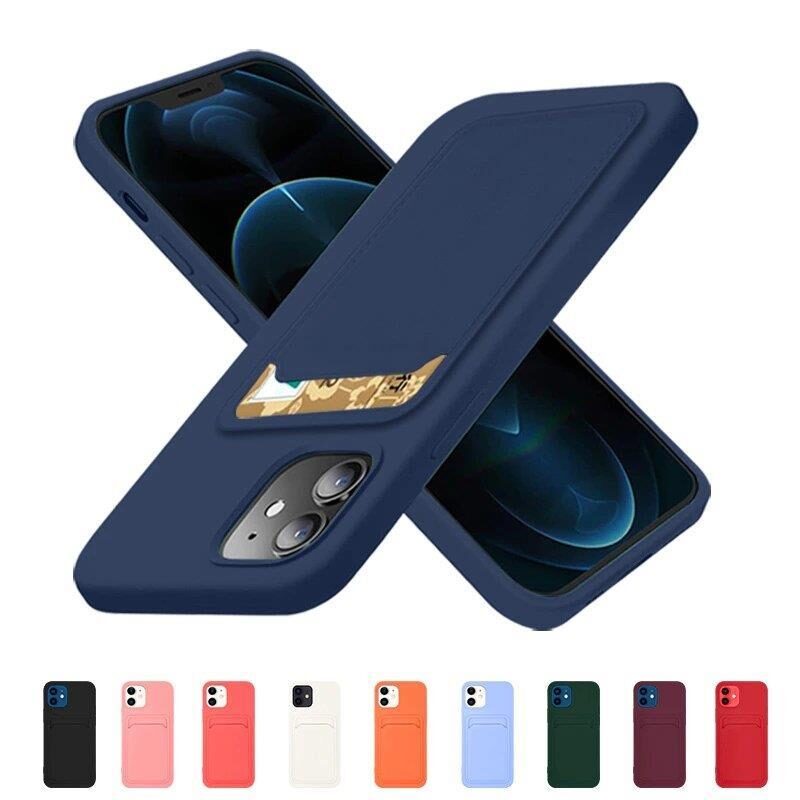 Card Case Silicone Case Wallet with Card Pocket Documents for Samsung Galaxy S22+ (S22 Plus) Navy Blue - imagine 2