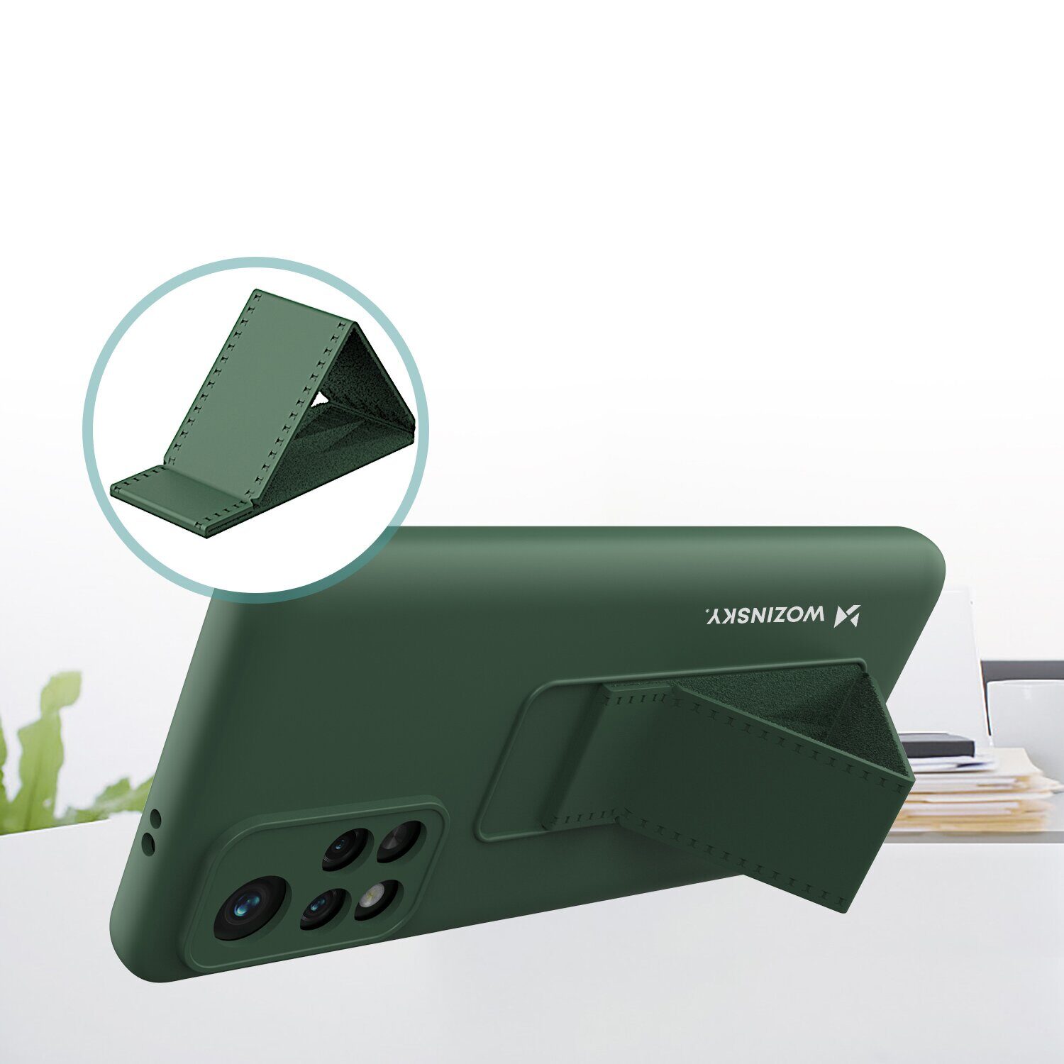 Wozinsky Kickstand Case silicone case with kickstand case for Xiaomi Redmi Note 11S / Note 11 black - imagine 5