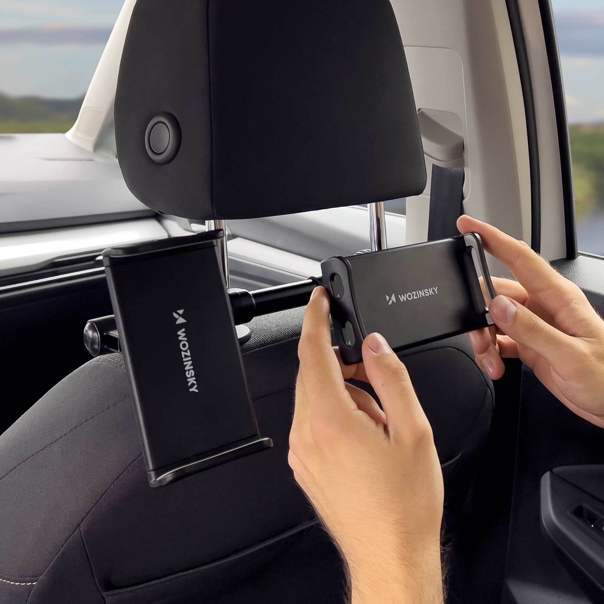 Wozinsky Double Headrest Car Phone Holder Black (WTHBK1) - imagine 10