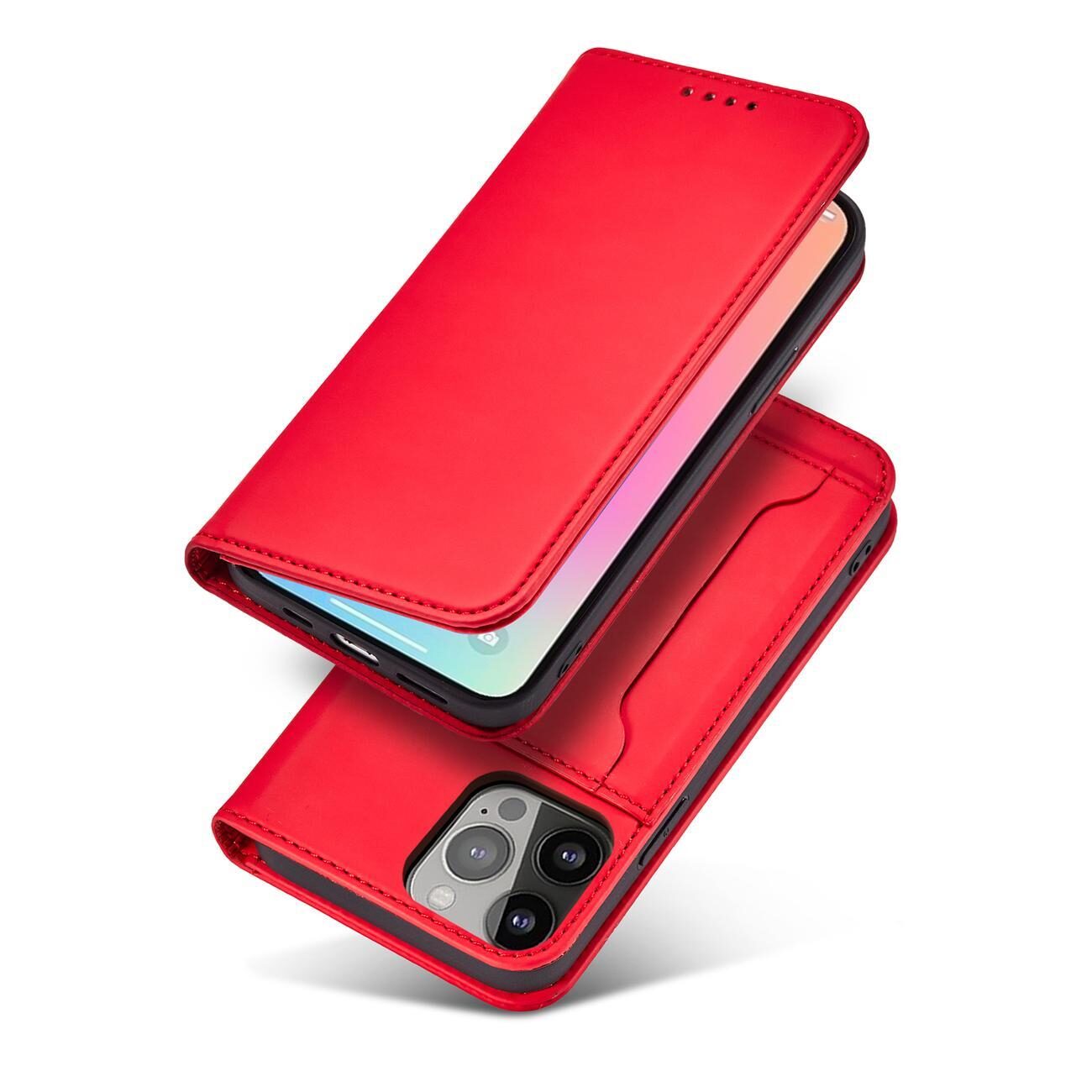 Magnet Card Case for iPhone 13 Pro Max Pouch Card Wallet Card Holder Red - imagine 3