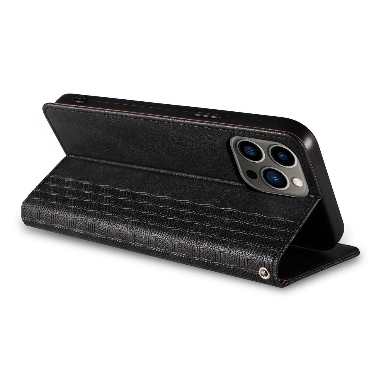 Magnet Strap Case Case for iPhone 13 Pro Max Pouch Wallet + Mini Lanyard Pendant Black - imagine 10