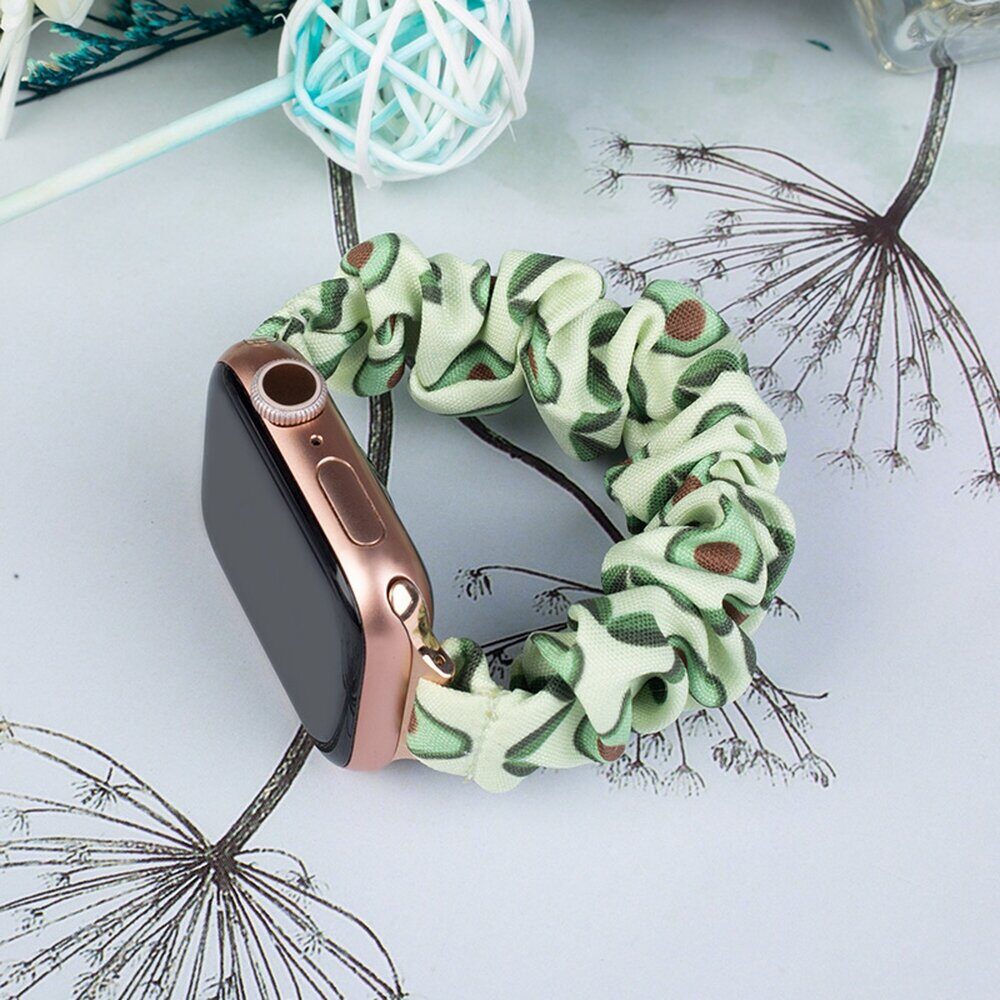 Fabric band for Apple Watch 42 / 44 / 45 mm strap bracelet rubber band - avocado - imagine 2
