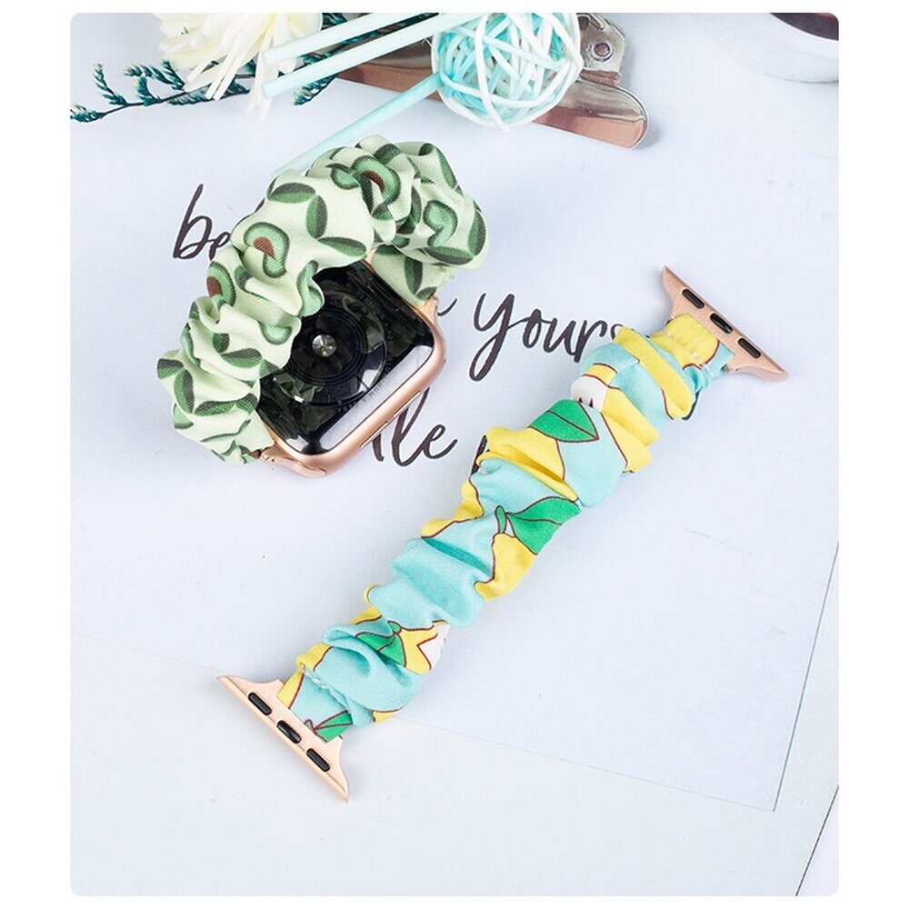 Fabric band for Apple Watch 42 / 44 / 45 mm strap bracelet rubber band - avocado - imagine 4