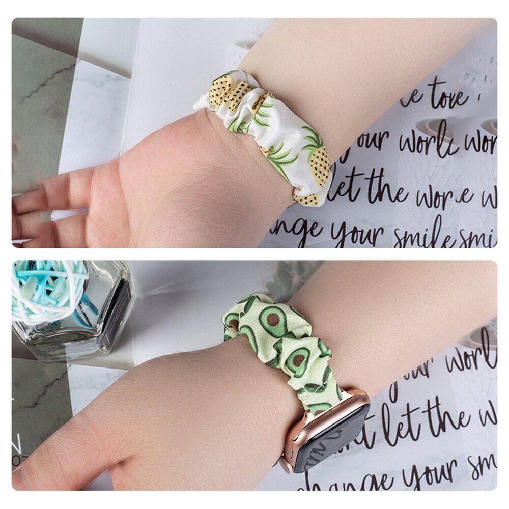 Fabric band for Apple Watch 42 / 44 / 45 mm strap bracelet rubber band - avocado - imagine 7