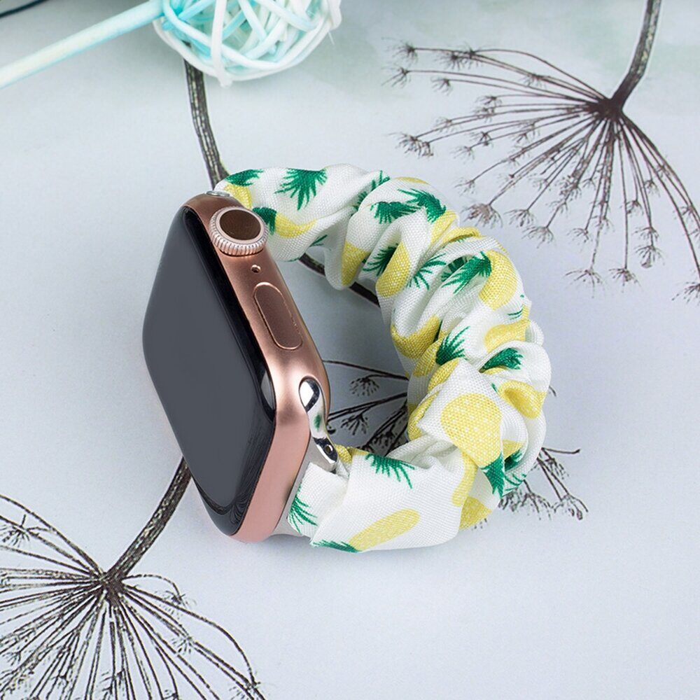 Fabric band for Apple Watch 42 / 44 / 45 mm strap bracelet rubber band - pineapple - imagine 2